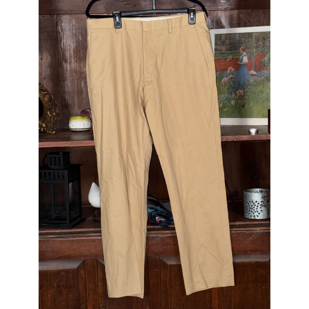 J.Crew Ludlow Dress Pants Mens 34x30 Tan Larusmiani Italian Cotton Chino
